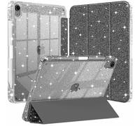 Funda Glitter para iPad Air 11 Pulgadas M4/M3/M2 (2026/2025/2024), iPad Air 5/4 (2022/2020 5.ª/4.ª) con Soporte para Pencil, Carcasa Sparkly Slim con Trasera Transparente, 8-Negro