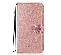 Funda Glitter para Samsung Galaxy A10/M10 Cover Bling Glitter Brillantini Cartera Brillante Rosa Gold Leather Case Shell Wallet PU y Shiny Brillante 3D Cariñoso Cover para Samsung Galaxy A10/M10