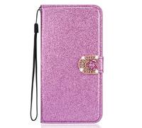 Funda Glitter para Samsung Galaxy J5 2017/J530 Cover Bling Glitter Brillantini Cartera Brillante Morado Leather Case Shell Wallet PU y Shiny Brillante 3D Cariñoso Cover Galaxy J5 2017/J530