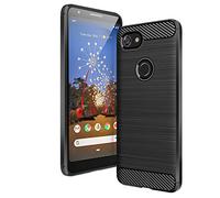 Funda Google Pixel 3a, Cruzerlite Carbon Fiber Texture Design & Leather Texture Design Back Cover Anti-Scratch Shock Absorption Case for Google Pixel 3a (Black)
