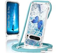 Funda Google Pixel 8 Pro con Cuerda y Colgante Ajustable - Carcasa Transparente de Silicona TPU Antigolpes Protector Case Brillante