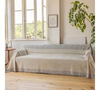 Funda grande antideslizante para sofá de 1 a 4 plazas, reversible, lavable, con flecos, diseño de ondas grises, se adapta a sofás de 180 a 380 cm, perfecta para decoración del hogar.