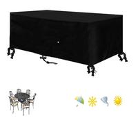 Funda grande impermeable para muebles de jardín para mesa de cubo, 250 x 140 x 85 cm, resistente a los rayos UV, a prueba de desgarros, hebillas ajustables y cordón de protección cuadrada/rectangular