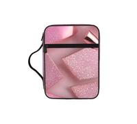 Funda grande para la Biblia con estampado de purpurina sintética, color oro rosa, funda de transporte para la iglesia, bolsa protectora de la Biblia con cremallera y asa