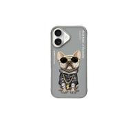 Funda gris para iPhone 16 Nimmy Glasses Cool Dog