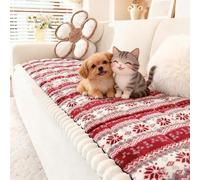 Funda Gruesa de Felpa para sofá, Funda Protectora navideña para Perros y Gatos, Decorativa Antideslizante y Lavable a máquina para Mascotas, difusa Magenta Dark Red 70×240cm(28"×94")