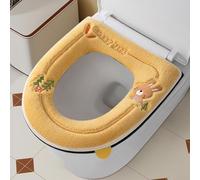 Funda gruesa para asiento de inodoro en forma de U con cremallera perimetral completa para compatibilidad estándar de inodoro, fibra de poliéster suave (amarillo)