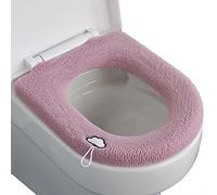 Funda gruesa y lavable para asiento de inodoro de poliéster suave con correa práctica que se adapta a la mayoría de formas de baño
