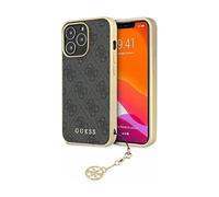 GUESS GUHCP13XGF4GGR - Funda para iPhone 13 Pro Max de 6,7 pulgadas, color gris 4G Charms Collection, 6,7", Policarbonato, Agate