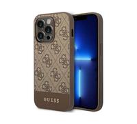 Funda Guess GUHCP14LG4GLBR para iPhone 14 Pro 6, funda rígida marrón de 1 pulgada, colección 4G Stripe