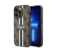 GUESS GUHMP14LP4RPSW - Carcasa para iPhone 14 Pro de 6,1", diseño de rayas estampadas, color marrón