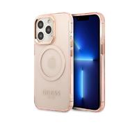 Funda Guess Contorno Dorado Translúcida MagSafe Rosa - iPhone 13 Pro Max