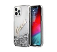 Funda Guess Glitter Vintage Script, Plata - iPhone 12 Pro Max