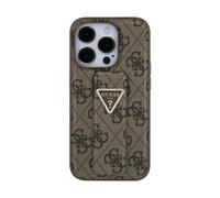 Funda Guess Grip Stand 4G Triangle Rhinestone Logo Marrón - iPhone 15