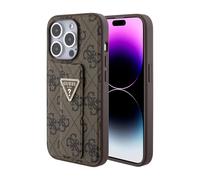 Funda Guess Grip Stand 4G Triangle Rhinestone Logo Marrón - iPhone 15 Pro