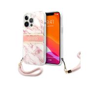 Guess GUHCP13XKMABPI Funda para iPhone13 Pro MAX 6,7" Rosa Marble Strap Collection