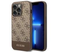 Funda Guess GUHCP14LG4GLBR para iPhone 14 Pro 6, funda rígida marrón de 1 pulgada, colección 4G Stripe