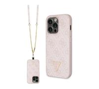 Funda Guess iPhone 14 Pro, rosa - Logotipo metálico Crossbody 4G