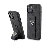 Funda Guess iPhone 15, Negra - Grip Stand 4G Triangle Rhinestone Logo