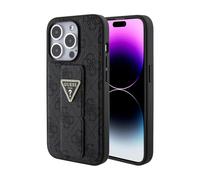 Funda Guess iPhone 15 Pro, Negra - Grip Stand 4G Triangle Rhinestone Logo