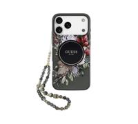 Funda Guess iPhone 17 Pro Max Magsafe Cover Trasera IML Flores Negro Hardcove