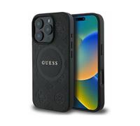CG MOBILE Guess Magsafe Saffiano - Carcasa rígida de Poliuretano con Logotipo clásico de peonía para iPhone 16 Pro - B