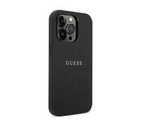 Funda Guess Saffiano Metal Logo Stripes Negra - iPhone 14 Pro