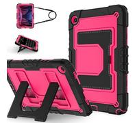 Funda híbrida de silicona para Samsung Galaxy Tab A11 Plus Big Holder y correa, color rosa
