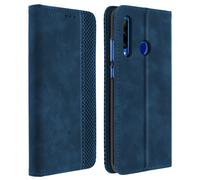 Funda Honor 20 Lite / 20e Tarjetero Soporte Video Cuero Efecto Vendimia Azul