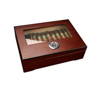Funda Humidor para cigarros con higrómetro y humidificador, Caja para cigarros Hecha a Mano de Madera de Cedro para cigarros de Viaje portátil con Parte Superior de Cristal Que Contiene 20-30 Puros