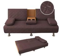 Funda impermeable Click Clack para sofá cama de 3 plazas con diseño acolchado, funda convertible plegable para futón, reposabrazos extraíbles, portavasos juego de 2 (café)