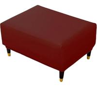 Funda Impermeable De Piel Sintética Tipo PU para Taburete Otomana Y Reposapiés, En Medidas Cuadrada Y Rectangular, con Base Elástica Ajustable Y Acabado Protector(Wine Red,XL)