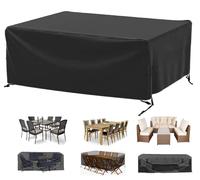 Funda Impermeable Mesa Exterior,Fundas Para Sofa De Jardin 295 L x 230 W x 80Hcm Funda Protectora,Negro Funda Para Muebles De Jardín,Funda Sofa Jardin Exterior Anti-UV Antipolvo para Sofa Patio