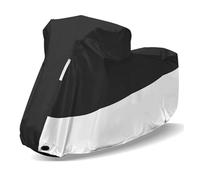 Funda Impermeable Motocicleta Todas Las Estaciones Resistente Al Agua Tela 210D con Tiras Reflectantes Orificios Candados Funda para Moto Scooter(Black Sliver,M)
