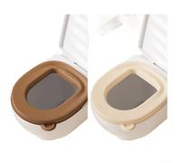 Funda impermeable para asiento de inodoro de EVA con base antideslizante para asientos de inodoro estándar, incluidos los tipos redondos alargados y contorneados (marrón + blanco)