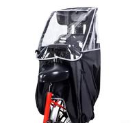 Funda impermeable para asientos traseros de bicicleta para niños, diseñada para adaptarse a soportes de sillín estándar, incluye cortina frontal transparente y elementos reflectantes de seguridad