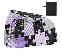 Funda impermeable para bicicleta con diseño creativo de rompecabezas negro y morado, con agujeros de bloqueo, para interior y exterior, se adapta a la mayoría de cobertores para bicicletas