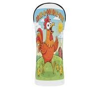 Funda impermeable para cabeza de golf con etiquetas intercambiables para conductor Fairway Wood Hybrid Cartoon Gallo, escena de granja, patrón Cock-a-Doodle-Fun