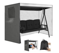 Funda impermeable para columpio Hollywood de 3 plazas, toldo de jardín al aire libre, lona protectora duradera con 2 cremalleras, color gris, 183 x 140 x 170 cm