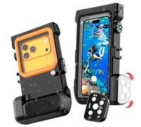 Funda impermeable para esnórquel, carcasa subacuática de 15 m con obturador remoto Bluetooth, funda de buceo para iPhone 17, 16, 15, 14, Samsung Galaxy S26 S25, se adapta hasta 7.3 pulgadas