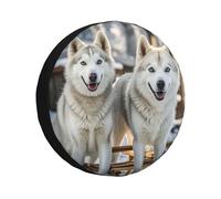 Funda impermeable para llanta de repuesto con diseño de perros husky. Funda antipolvo universal para llanta de repuesto, ideal para remolque, caravana, SUV, camión, autocaravana y viajes de hasta 15 p