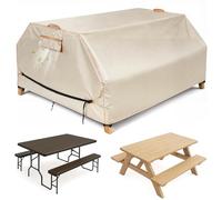 Funda impermeable para mesa de picnic de patio, 70/72 pulgadas, tela Oxford 420D resistente, anti rayos UV, resistente al viento con correas ajustables, ventilación de aire, se adapta a mesas de
