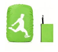 Funda impermeable para mochila, protector contra lluvia con tiras reflectantes, cubierta antilluvia infantil niño niña compatible Step By Step, Ergobag, Coocazoo, Satch, Scout (Balón de Fútbol Verde)