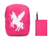 Funda impermeable para mochila, protector contra lluvia con tiras reflectantes, cubierta antilluvia infantil niño niña compatible Step By Step, Ergobag, Coocazoo, Satch, Scout (Unicornio Rosa)