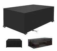 Funda Impermeable para Muebles de Patio, Mesa de jardín Grande de 135 x 135 x 135 cm, Tela Oxford 420D, Resistente al Viento y a los Rayos UV, Rectangular, Color Negro.