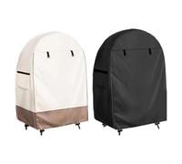 Funda impermeable para silla de jardín con rejillas de ventilación, correas de hebilla y doble cremallera frontal para protección de silla de mimbre (A)