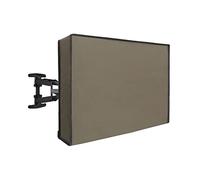 Funda impermeable para TV de 22 a 24 pulgadas con cubierta inferior, tela gruesa, resistente al polvo y a la intemperie, con bolsillo de control remoto, camello