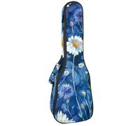 Funda impermeable para ukelele, duradera de 23 pulgadas, con almacenamiento y asa, flores de manzanilla blanca acuarela, Multicolor 07, 25.9x9x3.1in/66x23x8cm, Organizador de bolsas
