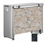 Funda Impermeable Resistente para leñera de 600D Oxford, Funda para Almacenamiento de leña al Aire Libre con Cremallera y Cinta de Velcro (leñera no incluida),Plata,4FT