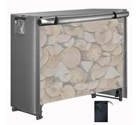 Funda Impermeable Resistente para leñera de 600D Oxford, Funda para Almacenamiento de leña al Aire Libre con Cremallera y Cinta de Velcro (leñera no incluida),Gris,5FT